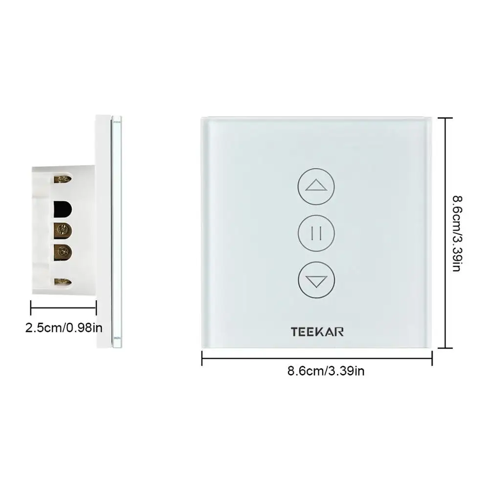 Teekar 3rd Gen Smart Curtain Switch Tuya EU Standard Electric Motorized Curtain Blind Roller Motor Work With Alexa Google Home
