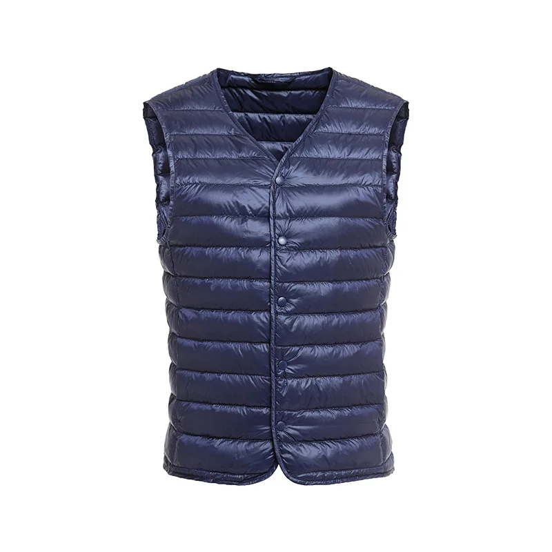 

Autumn And Winter Lightweight down Coat V-neck MEN'S Waistcoat Slim Fit Large Size Male Vest Waistcoat [Snap Closure-] Ph016