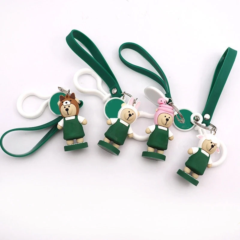 Brand Cute Cartoon Zodiac Key Chain Silicone Animal Pig Dog Keychain Christmas Gift Keyring Couple Llaveros Bag Charm Pendant | Украшения и