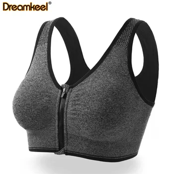 

Top Women Zipper Sports Bra Underwear Shockproof Push Up Fitness Athletic Running Yoga Sport Bra Top Plus Size U