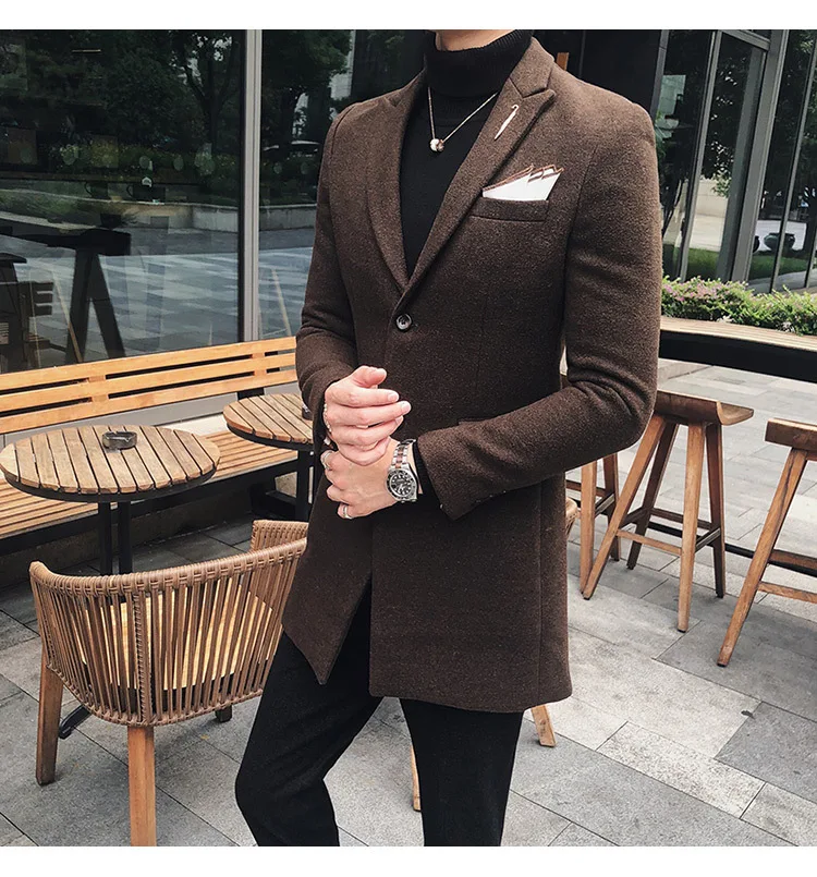 Новая мужская мода бутик раздел однотонный деловой повседневные брюки шерстяное пальто Мужской винтажный Тонкий шерстяной Повседневный Блейзер, куртка