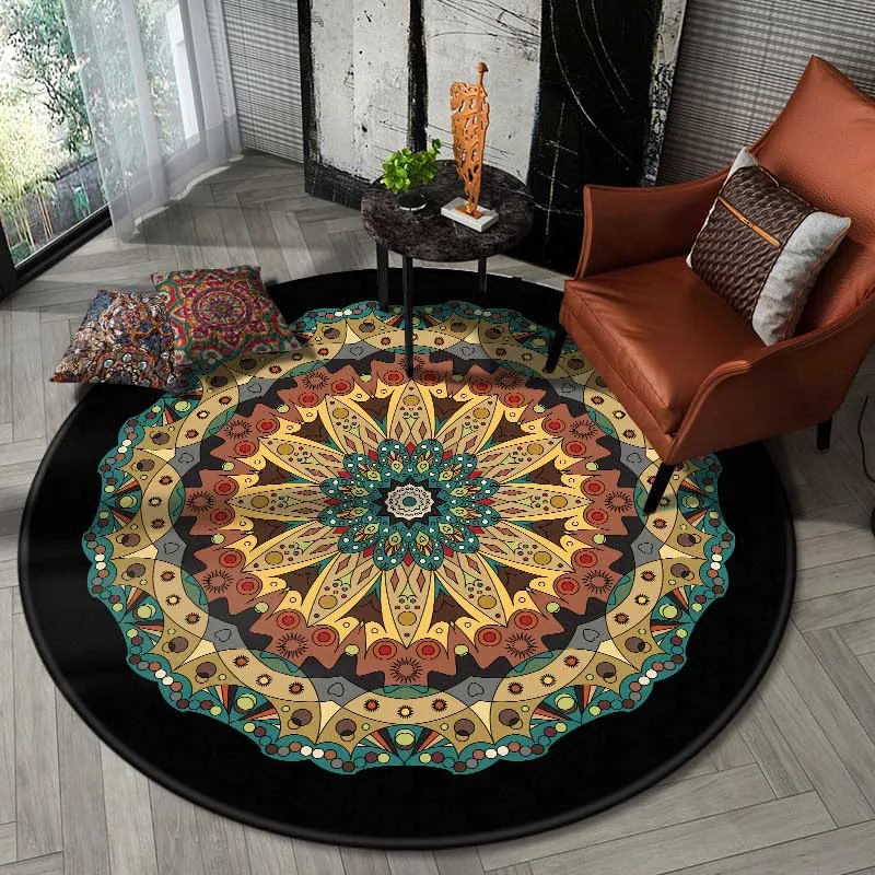 Скандинавский этнический Ветер серии Кристалл плюшевые круглые ковры для гостиной конец стола коврик с печатью детской одежды ковры