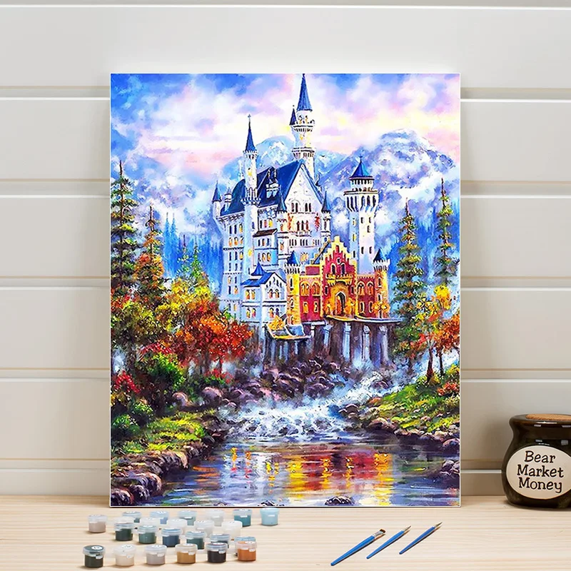 

Europe Country Landscape Picture Painting By Number 40×50CM Kits DIY Acrylic Paint Canvas Hand-painted Wall Art For Adults Color