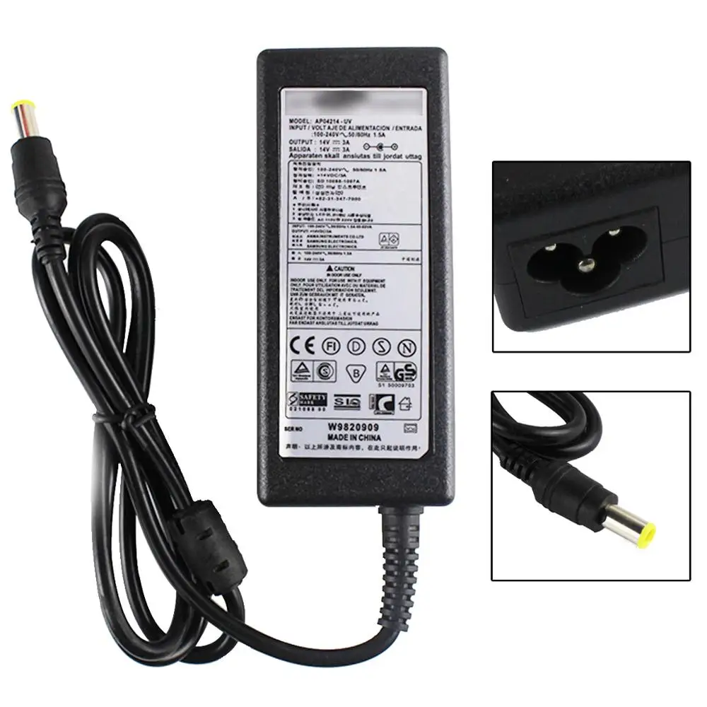 

14V 2.14A 6.5*4.4 AC Adapter Charger For Samsung SyncMaster 15''~''27 TV S24C770T S24C300HL HD TV