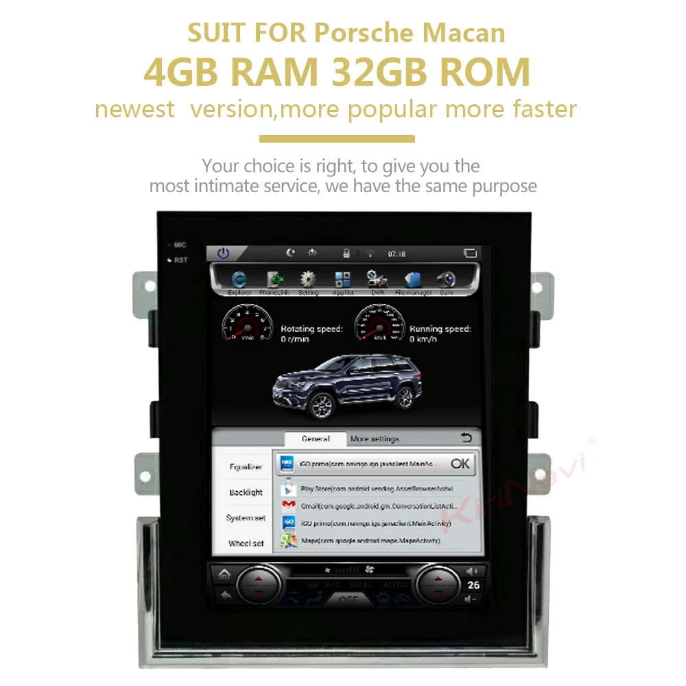 KiriNavi Tesla стиль вертикальный экран 10," Android 7,1 Автомагнитола gps навигация для Porsche Macan автомобильный Dvd мультимедийный плеер wifi