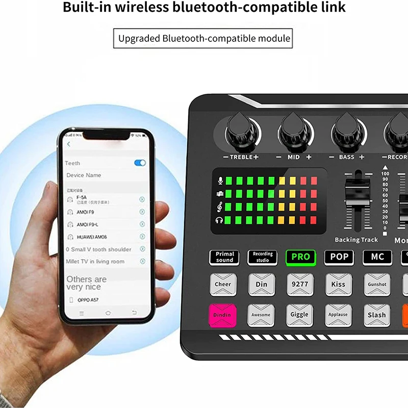 Placa de Som ao Vivo e Interface de Áudio com Efeitos de dj Mixer e Trocador de Voz Misturador de Áudio Bluetooth para Youtube Estéreo Streaming de dj - Image 2
