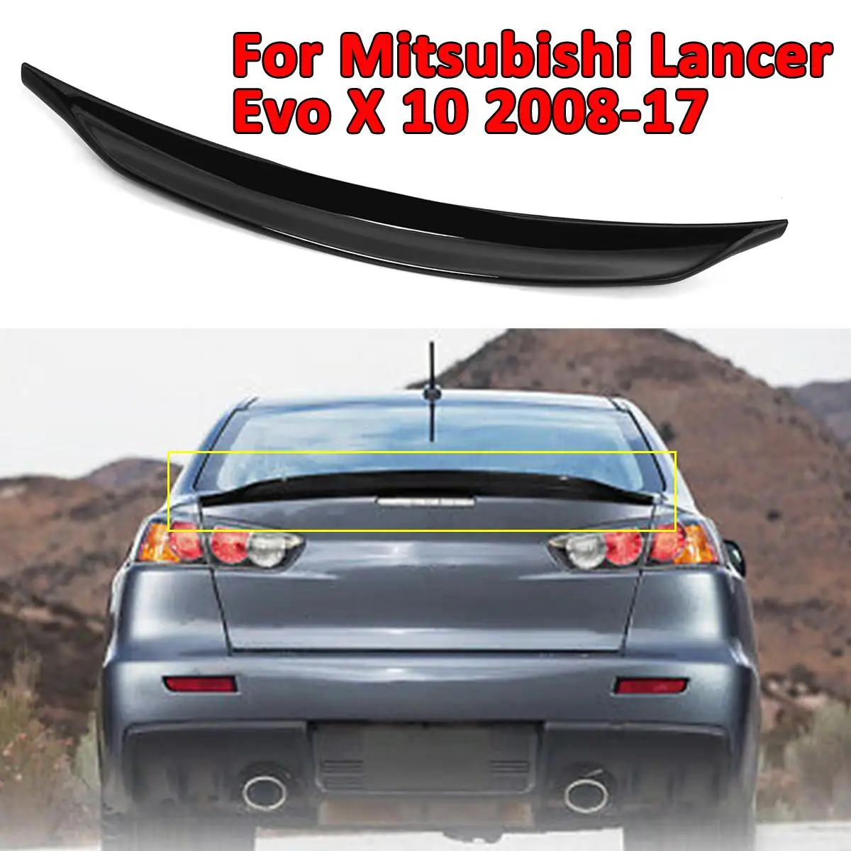 ABS для Mitsubishi Lancer Evo X 10 2008- Duckbill Highkick глянцевый черный багажник крылья спойлера