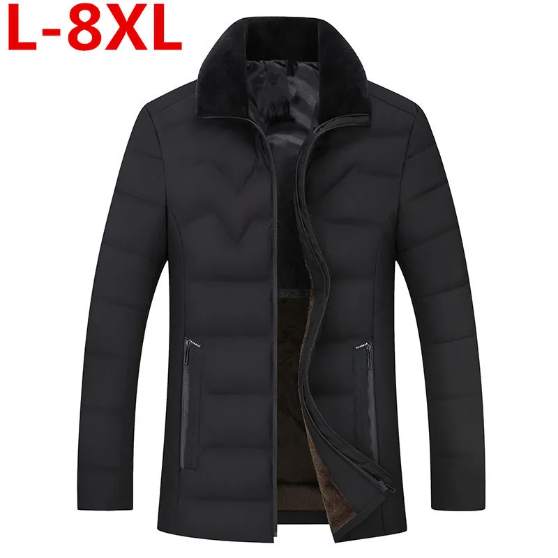 8XL размера плюс одежда зимняя куртка мужская теплая Повседневная парка хлопок