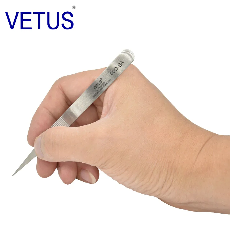 100% VETUS Original 00D-SA Tweezers Hyperfine High Precision Non-magnetic Anti-acid Pincers Manicure ESD Forceps 3