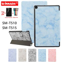 Чехол для планшета samsung galaxy Tab A 10,1 T510 T515 мраморный чехол Capa Coque для samsung galaxy SM-T510 SM-T515+ пленка+ ручка