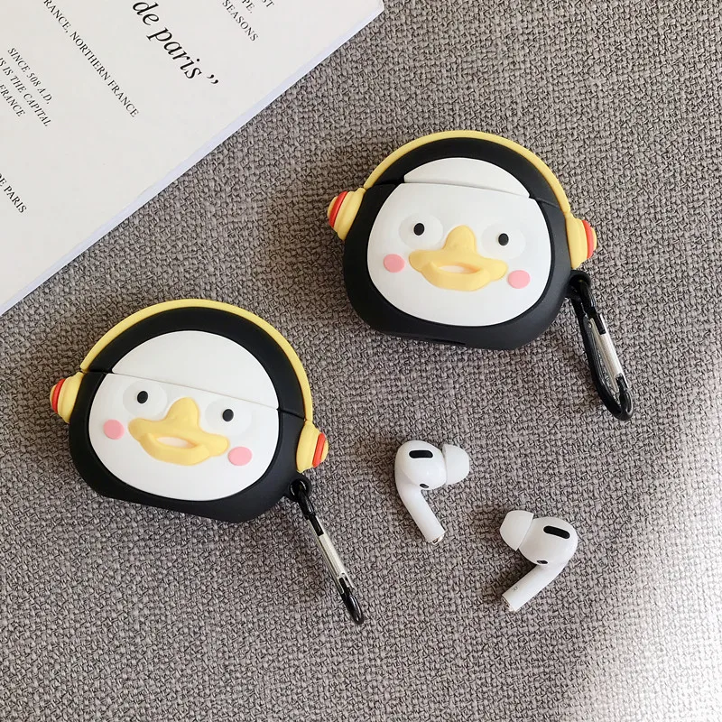 Чехол для наушников AirPods Pro 2 1 с мультяшным милым пингвином чехол Apple 3 Bluetooth