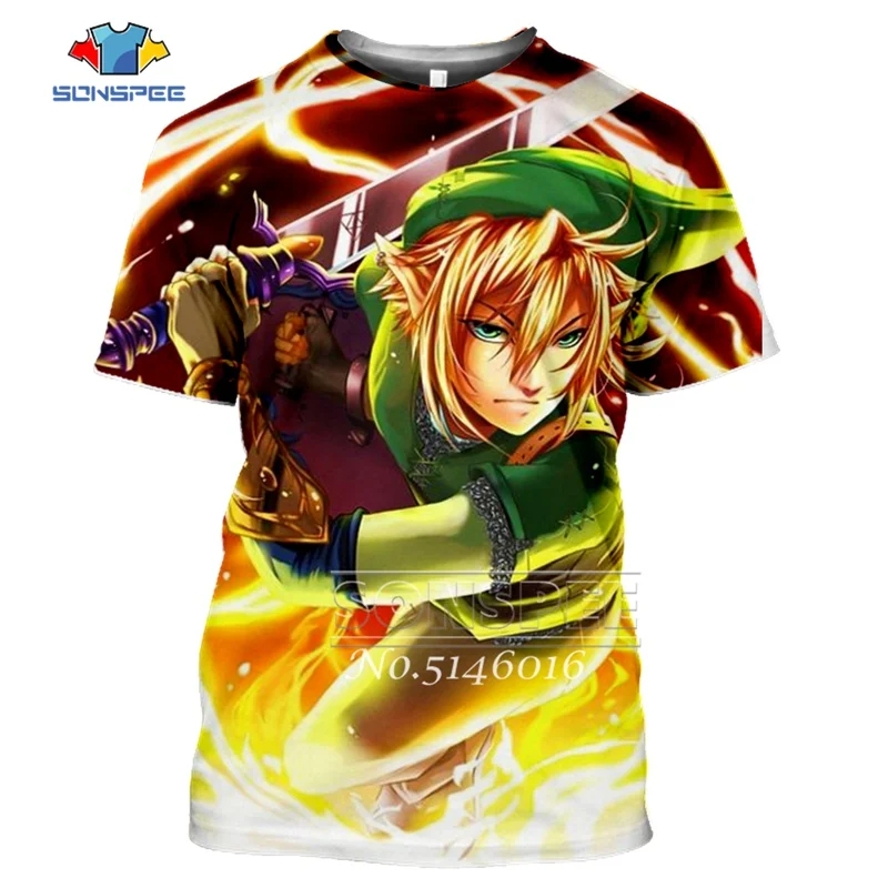 SONSPEE The Legend of Zelda Fashion 3D print Anime t-shirt Unisex Casual Short sleeve Men Street wear Pullover Clothing t359