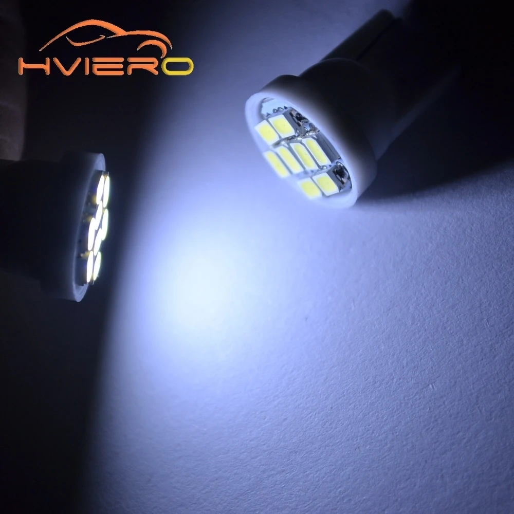 Hviero White Car Led 10Pcs T10 W5W 3020 1206 8leds 8SMD Car Interior Light Parking Light Auto Wedge Lighting car accessories DC 12V