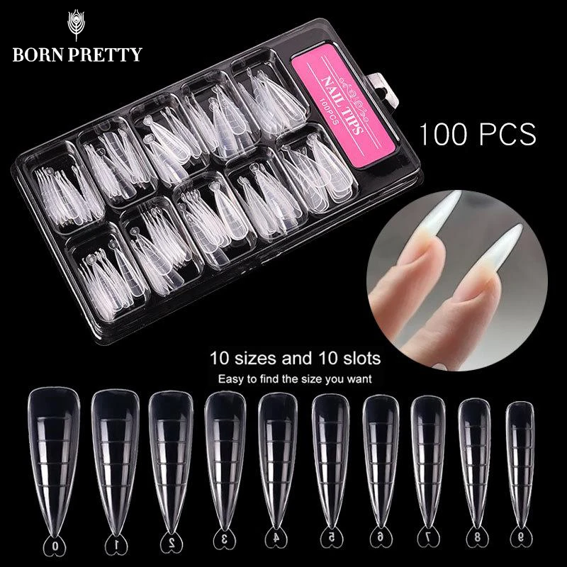 1Box Quick Building Mold Tips Nails Extension System Full Cover Sculpted Clear Coffin Nail Dual Forms Finger False Nail Tips