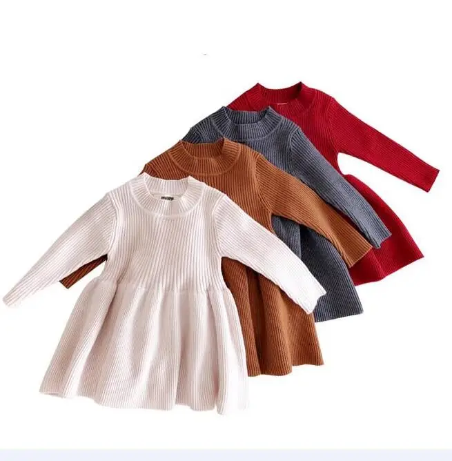 Платье на день рождения для маленьких девочек, коллекция года, осеннее вязаное Плиссированное зимнее платье для девочек хлопковые платья для маленьких девочек от 6 месяцев детская одежда