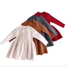 Платье на день рождения для маленьких девочек, коллекция года, осеннее вязаное Плиссированное зимнее платье для девочек хлопковые платья для маленьких девочек от 6 месяцев детская одежда