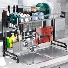 Многоуровневая стойка для раковины из нержавеющей стали, сушилка для посуды, сливная стойка, домашняя кухонная стойка для хранения, сушилка для посуды