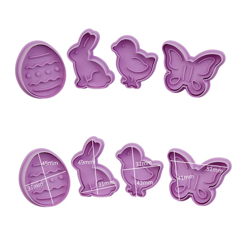 4Pcs/Set DIY Stamp Biscuit Mold 3D Cookie Plunger Cutter Pastry Decorating Food Fondant Baking Mould Tool cookie cutter baking mold cookie mould fondant cutter