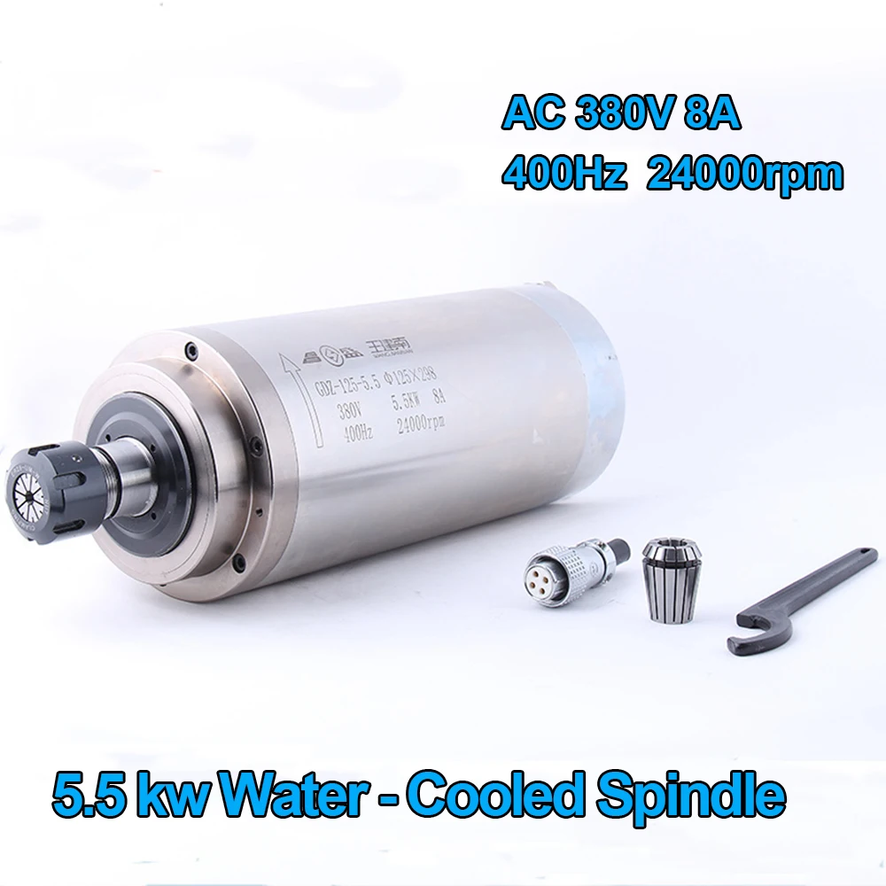 5.5KW мотор шпинделя с водяным охлаждением 7.5HP125X298mm ER25 220 V/380 V AC 24000rpm 3PH Гравировальный маршрутизатор резьба по дереву машина - Цвет: 380V