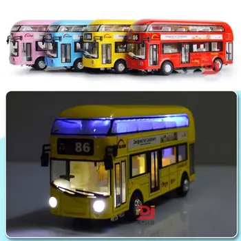 

Metal Double-Decker Tour Bus Sound&light Sightseeing Scale Diecast Metal Model