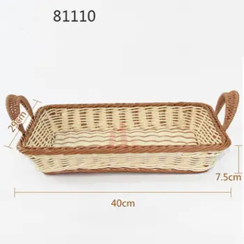 

Green plastic woven rattan bamboo fruit basket cake basket bread basket