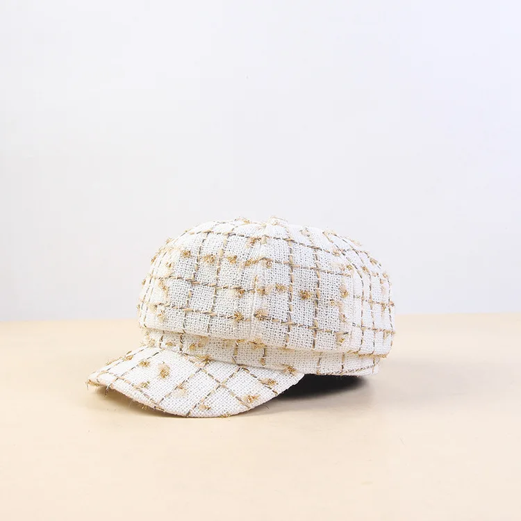 10 шт./лот 01910-22meiohui классический золотой нитью решетки шляпа козырек для женщин для отдыха шляпа для конной езды - Цвет: Белый