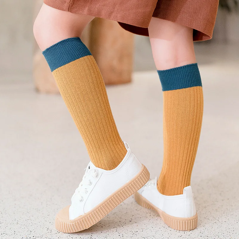 

Seven And Mom 1-8-Year-Old Men And Women Children Contrast Color Tube Socks Children Candy Bar Long Socks Autumn Children over-t