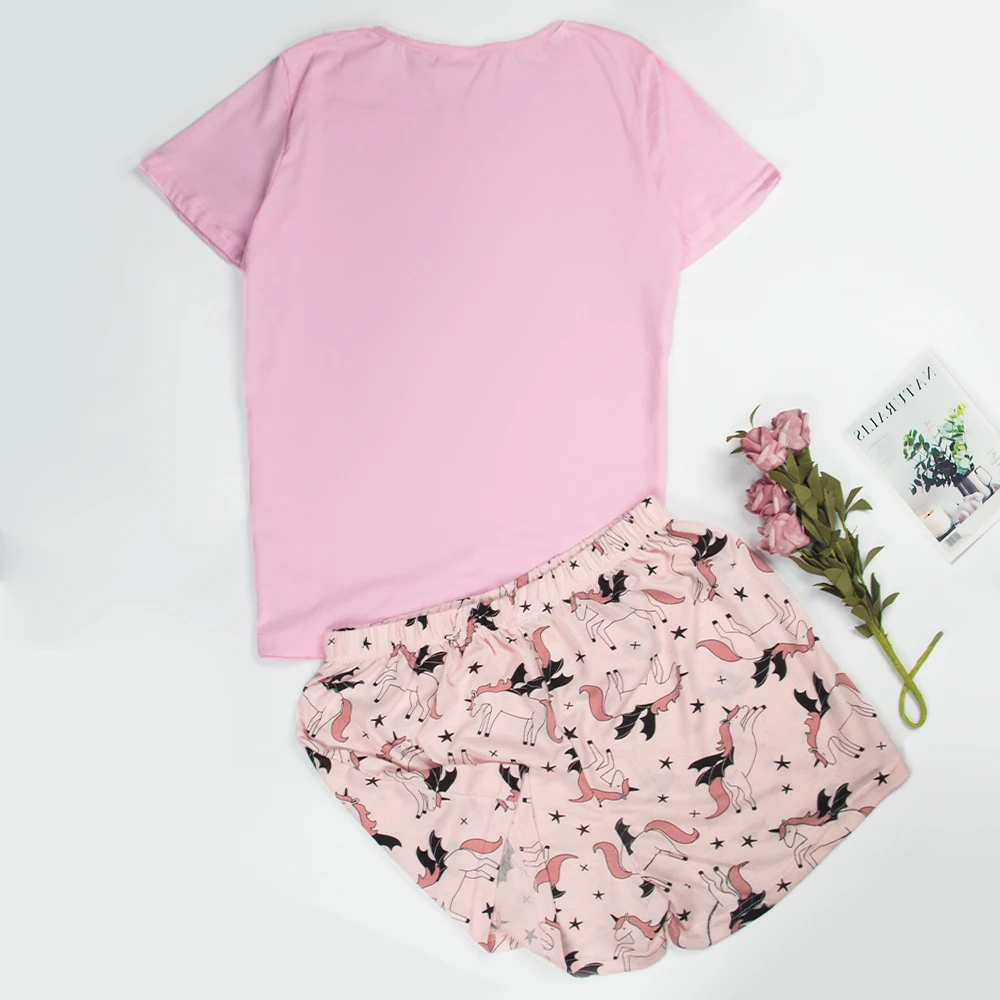 Для женщин s пижамы одежда для сна Хлопковое ночное белье короткий рукав с