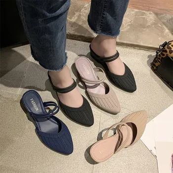 

Sandals Women Summer Pointed Toe Flats Sandalias Beach Shoes Comfort Two Wear Slippers Wedge Shoes Sandalen Sandalia Feminina