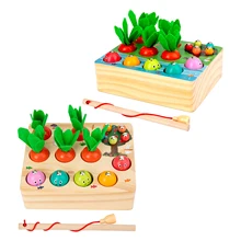 

Montessori Wooden Puzzle Carrot Harvest Baby Motor Skills Shape and Size Sorting Game Farm Educational Learning Toy for Children