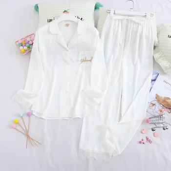 

White Lady Bride Wedding 2PCS Pajamas Sets Lady Sexy Print Letter Sleep Suit Sleepwear Nightwear Summer Lounge Solid Home Wear