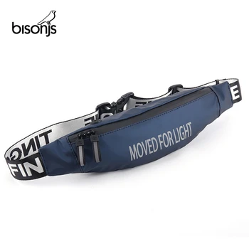 

BISONJS Unsex Fanny Pack Black Waterproof Money Belt Bag Men Women Sports Travel Wallet Belt Male Waist Bags Case for Phone