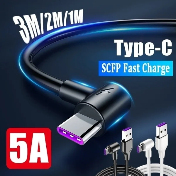 1M2M3M 5A супер кабель зарядного устройства USB type C локоть интегрированный формовочный прочный зарядный кабель для Hauwei P30 mate 20 Pro samsung S10