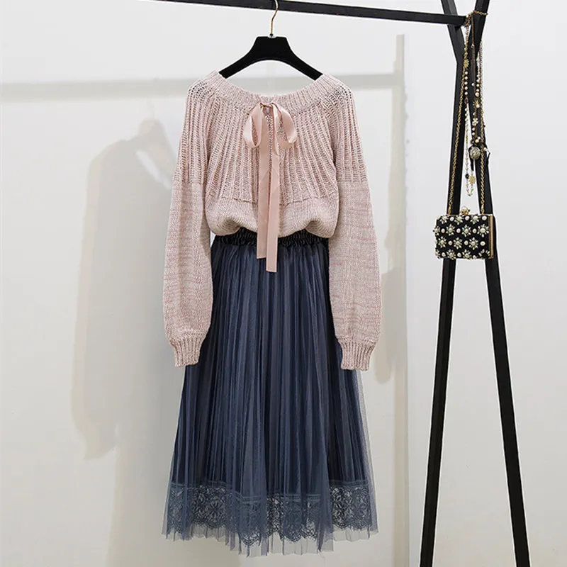 Консервативный стиль 2019 осенне-зимнее женское платье костюм с рукавом-фонариком