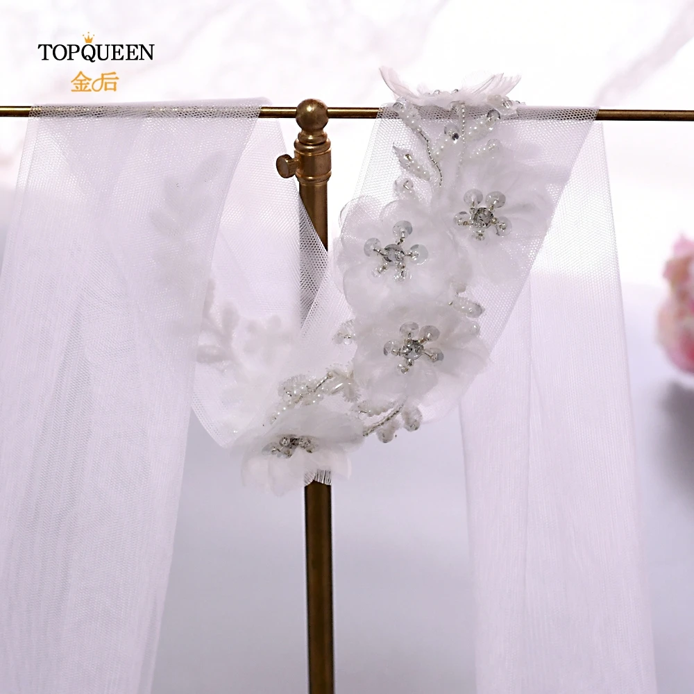 TOPQUEEN WS249 белый свадебный кружевной головной убор головная повязка свадебная вуаль цветок шиньон невесты вуаль аксессуары для волос