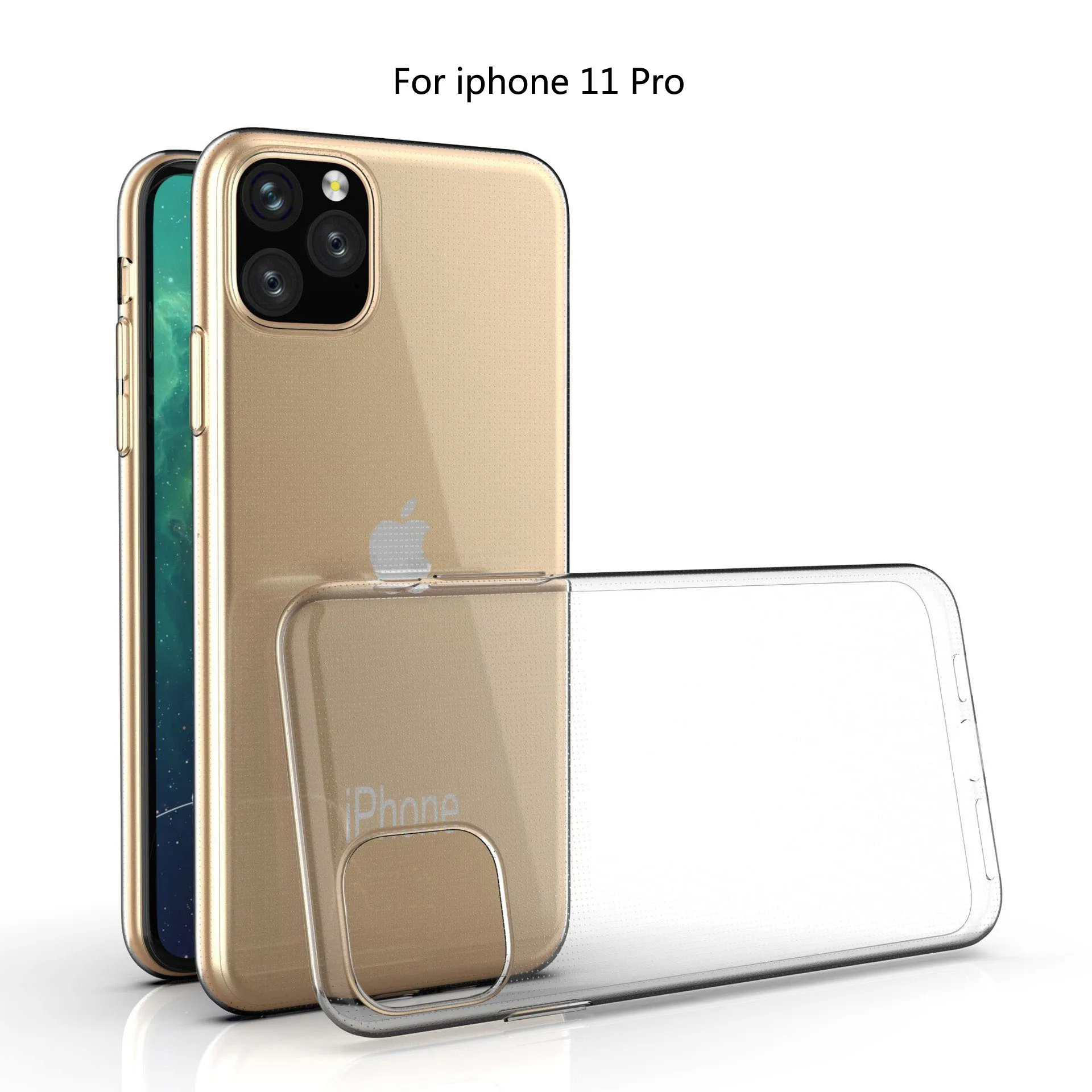 Прозрачный чехол для iphone 11 Pro прозрачный мягкий ударопрочный из ТПУ с защитой от