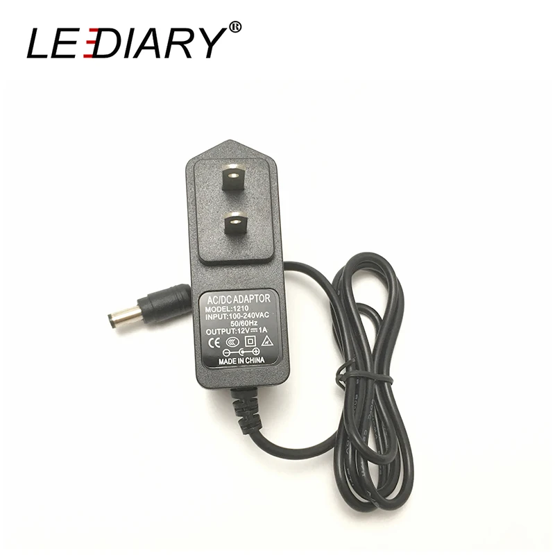 

LEDIARY US EU Plug AC/DC Adaptor Input 100-240V and Output 12V 1A Adapter LED Switch Power Supply With Male Plug For Lamp