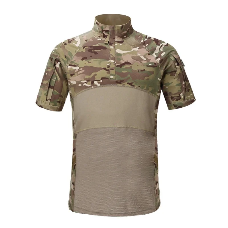 Outdoor Tactical Shirts Military Camo Hunting Short Sleeve T-shirt Men Quick Dry Hiking Clothes Camouflage Army Combat Shirt