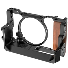 Металлическая камера Vlog клетка для sony RX100 VI/VII двойной Холодный башмак довольно съемная пластина с деревянной рукояткой 1/4 винт аксессуары