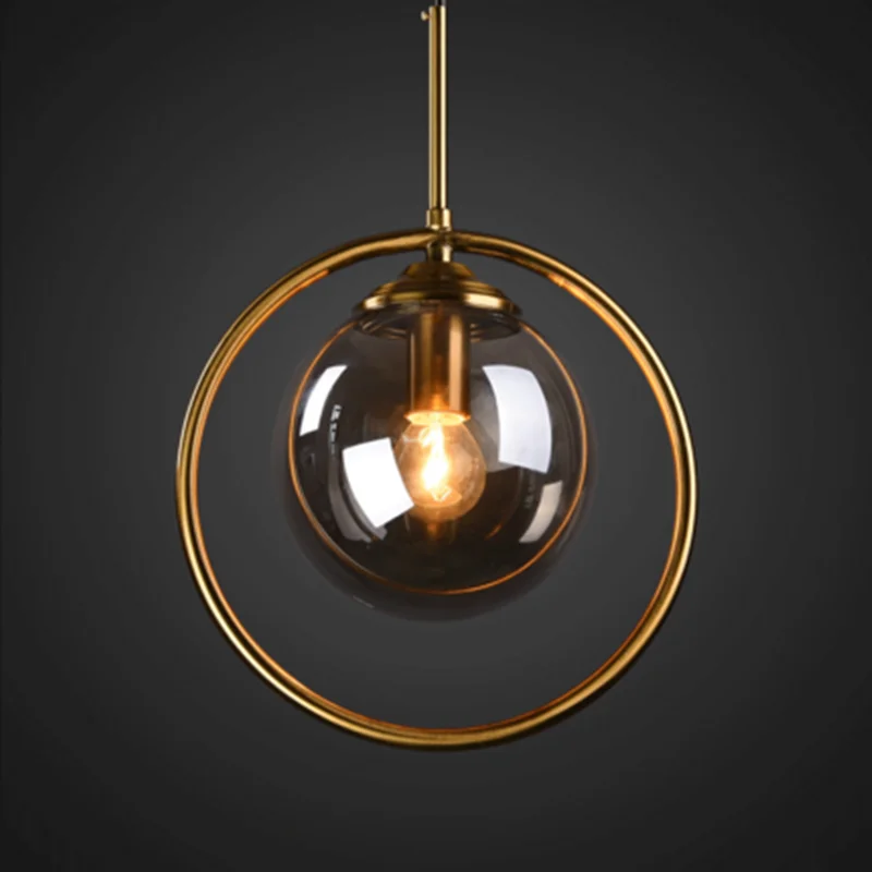 Nordic Single Headed Glass Pendant Lights Luxury Living Room Bedroom Bedside Bronze Gold Lamps Magic Bean Bar Dining Fixtures