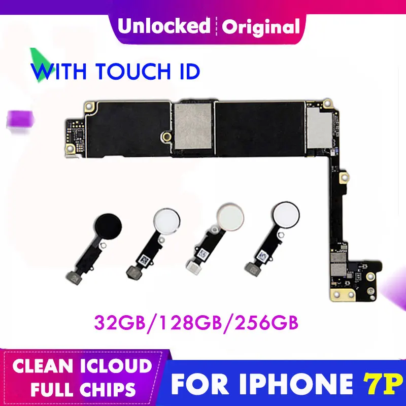 Оригинальная материнская плата для iPhone 7 Plus, 5,5 дюймов, Touch ID, с кнопкой Home, 7 P, материнская плата, материнская плата 7 plus, разблокированная iCloud