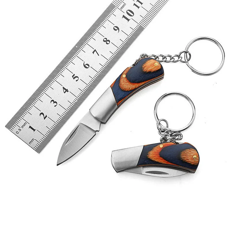 

Mini Wooden Handle Folding Knife Stainless Steel Portable CS GO Keychain Outdoor Survival Camping EDC Unboxing Knifves