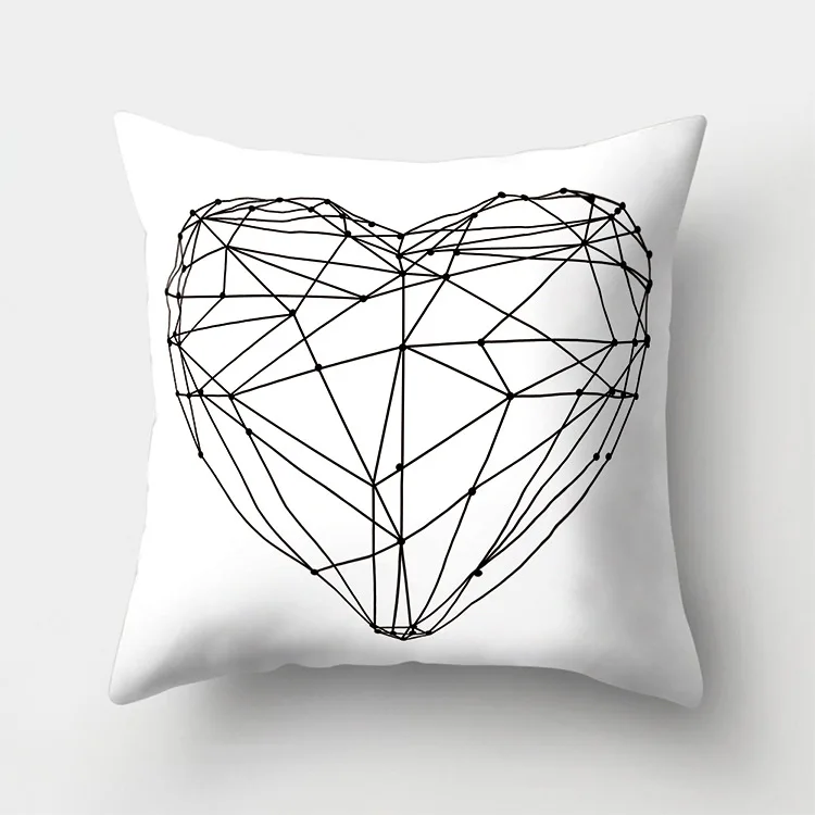 Black White Geometric Cushion Throw Pillows Polyester Decorative Pillowcase 45*45 Nordic Style Home Decor Pillow