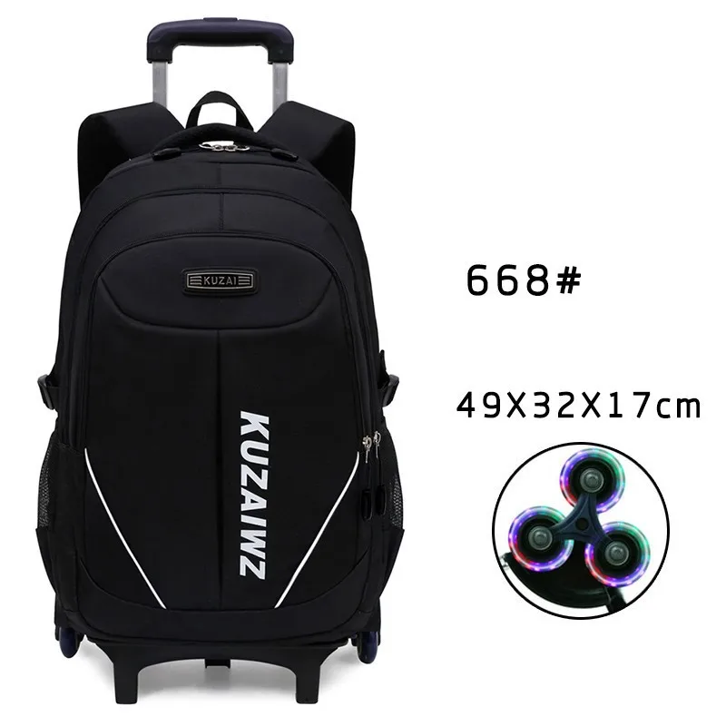 Black 6 wheels flash Старшеклассники, сумки для книг с колесами, съемный Школьный рюкзак, вместительный рюкзак, сумки для книг на колесах - Цвет: Black 6 wheels flash