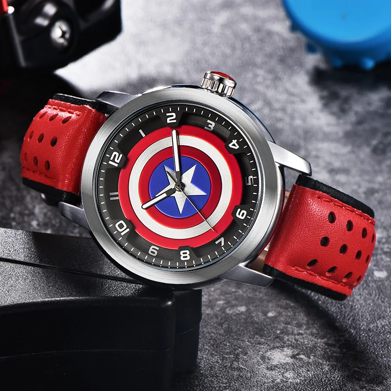 Disney MARVEL Мстители Капитан Америка мужские модные крутые спортивные часы с
