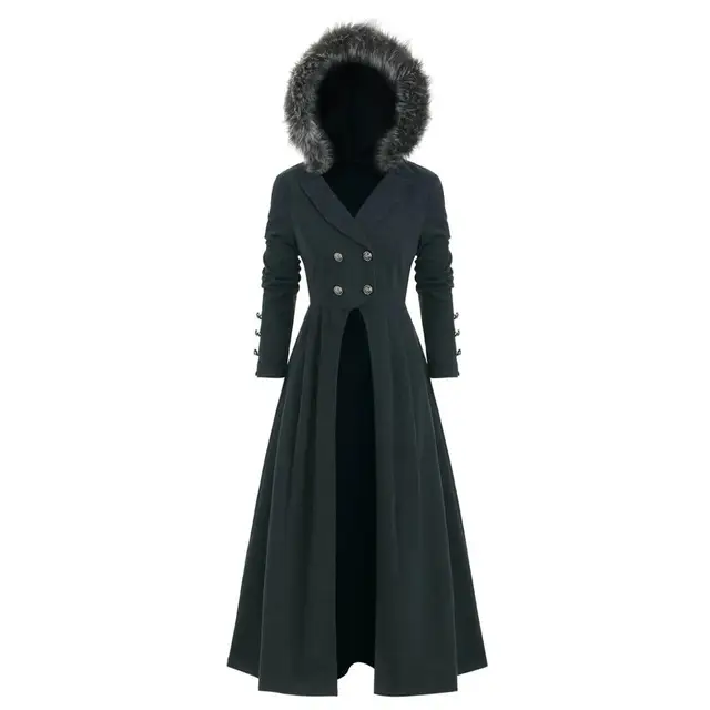 Cashmere Woolen Women Coat Winter Plus Size Casual Warm Solid Hooded Fur Collar Long Coat Manteau Femme Abrigos Mujer