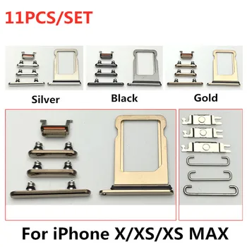 

20sets/lot 11PCS SIM Card Holder Tray Switch Power Volume Mute Key Side Button Bracket with Iron Hook for iPhone X Xs Xr Xs Max