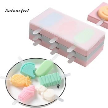 

Silicone Ice Cream Mold with Cover Animals Shape Jelly Form Maker for Ice lolly Moulds Ice Cube Tray for Candy Bar Decoration