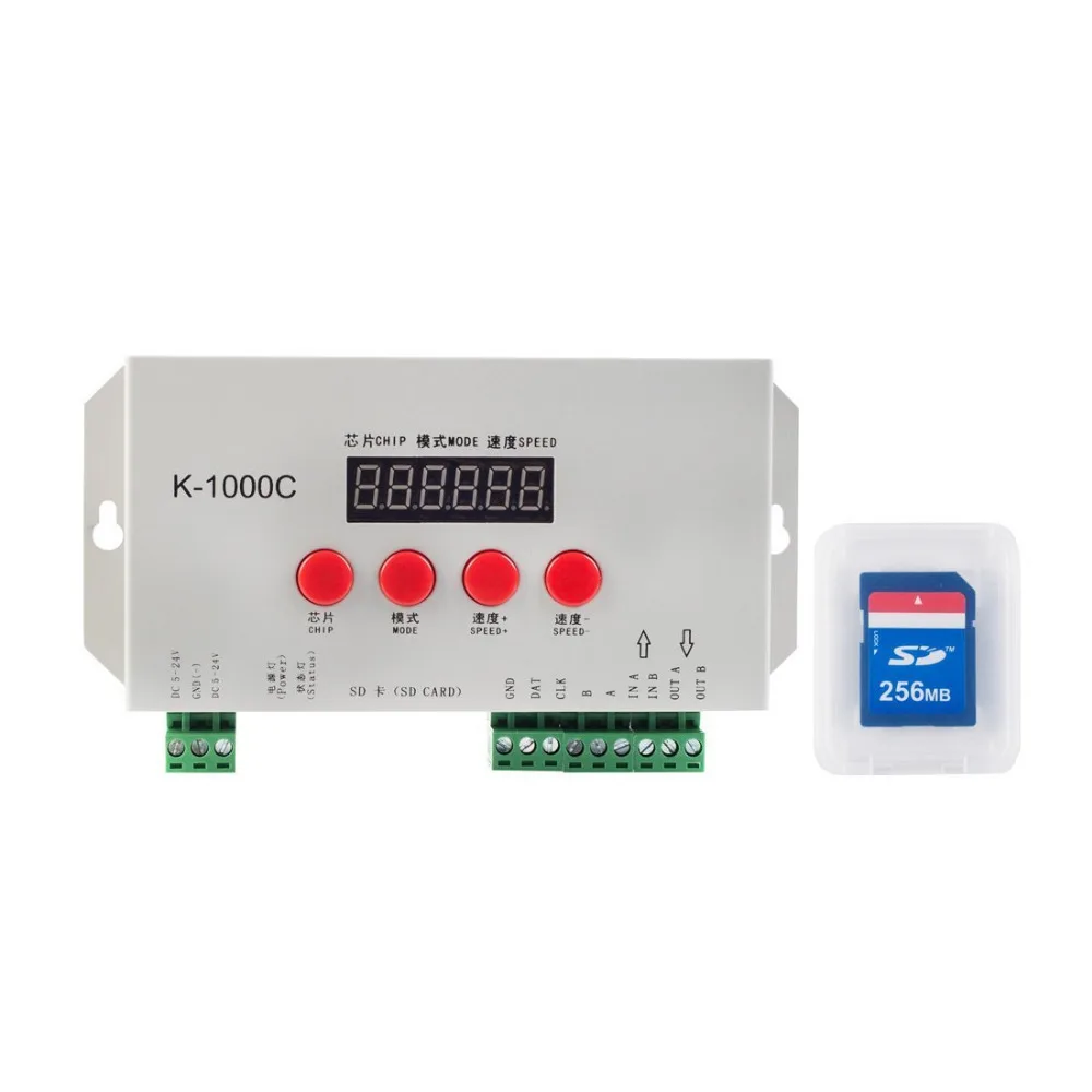 K1000C SD карты Пиксели контроллер светодиодный RGB контроллер для WS2801 WS2811 WS2812B LPD6803 светодиодный 2048 DC5~ 24V