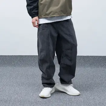 

2020 Spring And Autumn New Youth Popular Solid Color Loose Retro Jeans Fashion Wild Mid-low Waist Casual Pants Dark Gray M-2XL